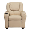 Contemporary Beige Vinyl Kids Recliner with Cup Holder and Headrest - Flash Furniture