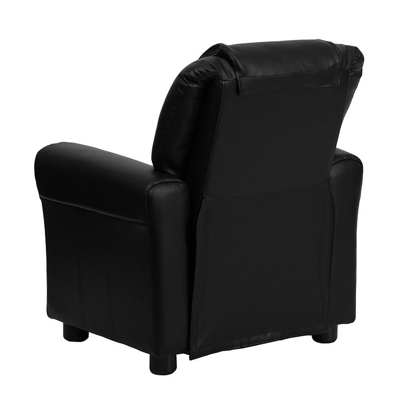 Contemporary Black LeatherSoft Kids Recliner with Cup Holder and Headrest - Flash Furniture