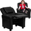 Contemporary Black LeatherSoft Kids Recliner with Cup Holder and Headrest - Flash Furniture