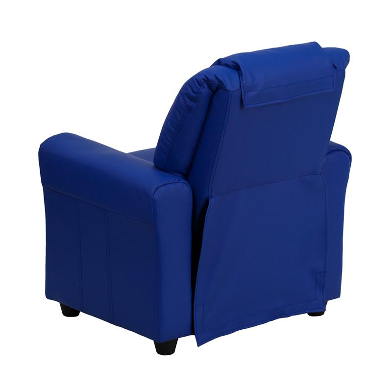 Contemporary Blue Vinyl Kids Recliner with Cup Holder and Headrest - Flash Furniture
