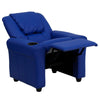 Contemporary Blue Vinyl Kids Recliner with Cup Holder and Headrest - Flash Furniture