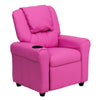 Contemporary Hot Pink Vinyl Kids Recliner with Cup Holder and Headrest - Flash Furniture