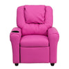 Contemporary Hot Pink Vinyl Kids Recliner with Cup Holder and Headrest - Flash Furniture