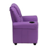 Contemporary Lavender Vinyl Kids Recliner with Cup Holder and Headrest - Flash Furniture