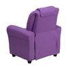 Contemporary Lavender Vinyl Kids Recliner with Cup Holder and Headrest - Flash Furniture