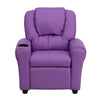 Contemporary Lavender Vinyl Kids Recliner with Cup Holder and Headrest - Flash Furniture