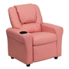 Contemporary Pink Vinyl Kids Recliner with Cup Holder and Headrest - Flash Furniture
