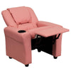 Contemporary Pink Vinyl Kids Recliner with Cup Holder and Headrest - Flash Furniture