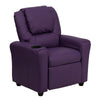 Contemporary Purple Vinyl Kids Recliner with Cup Holder and Headrest - Flash Furniture
