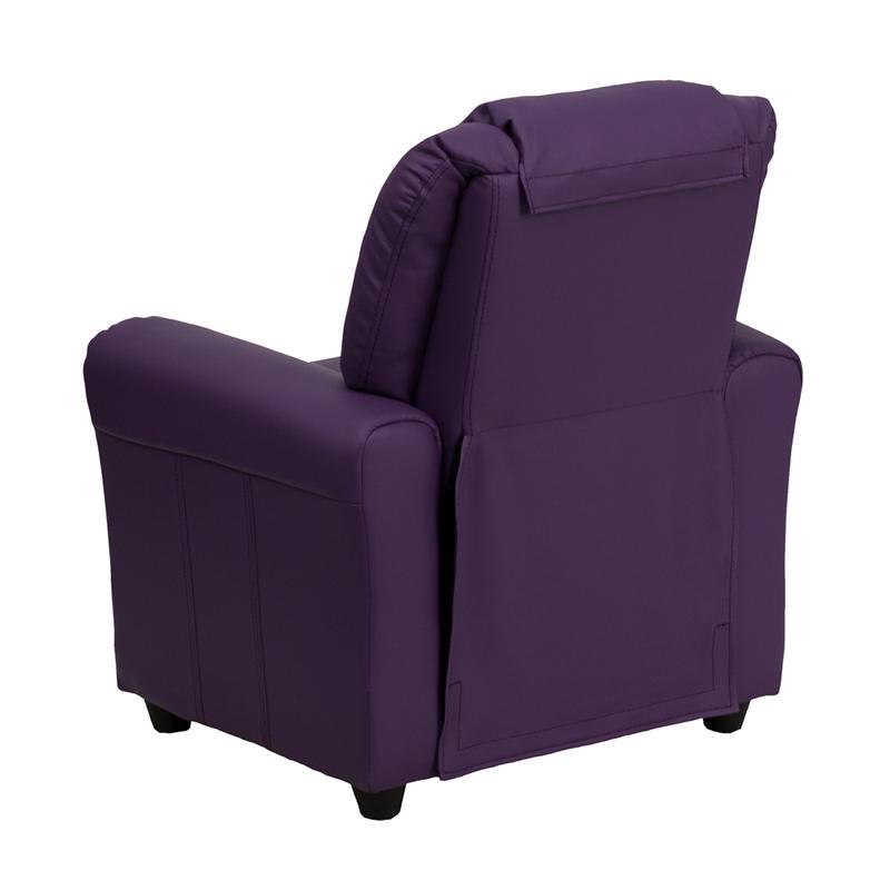 Contemporary Purple Vinyl Kids Recliner with Cup Holder and Headrest - Flash Furniture