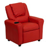 Contemporary Red Vinyl Kids Recliner with Cup Holder and Headrest - Flash Furniture