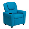 Contemporary Turquoise Vinyl Kids Recliner with Cup Holder and Headrest - Flash Furniture