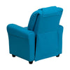 Contemporary Turquoise Vinyl Kids Recliner with Cup Holder and Headrest - Flash Furniture
