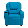 Contemporary Turquoise Vinyl Kids Recliner with Cup Holder and Headrest - Flash Furniture