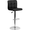 Contemporary Black Quilted Vinyl Adjustable Height Barstool with Chrome Base - Flash Furniture