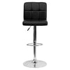 Contemporary Black Quilted Vinyl Adjustable Height Barstool with Chrome Base - Flash Furniture