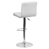 Contemporary White Quilted Vinyl Adjustable Height Barstool with Chrome Base - Flash Furniture