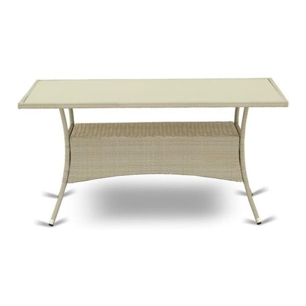 Wicker Patio Table Natural Linen, OSLTG03 - East West Furniture