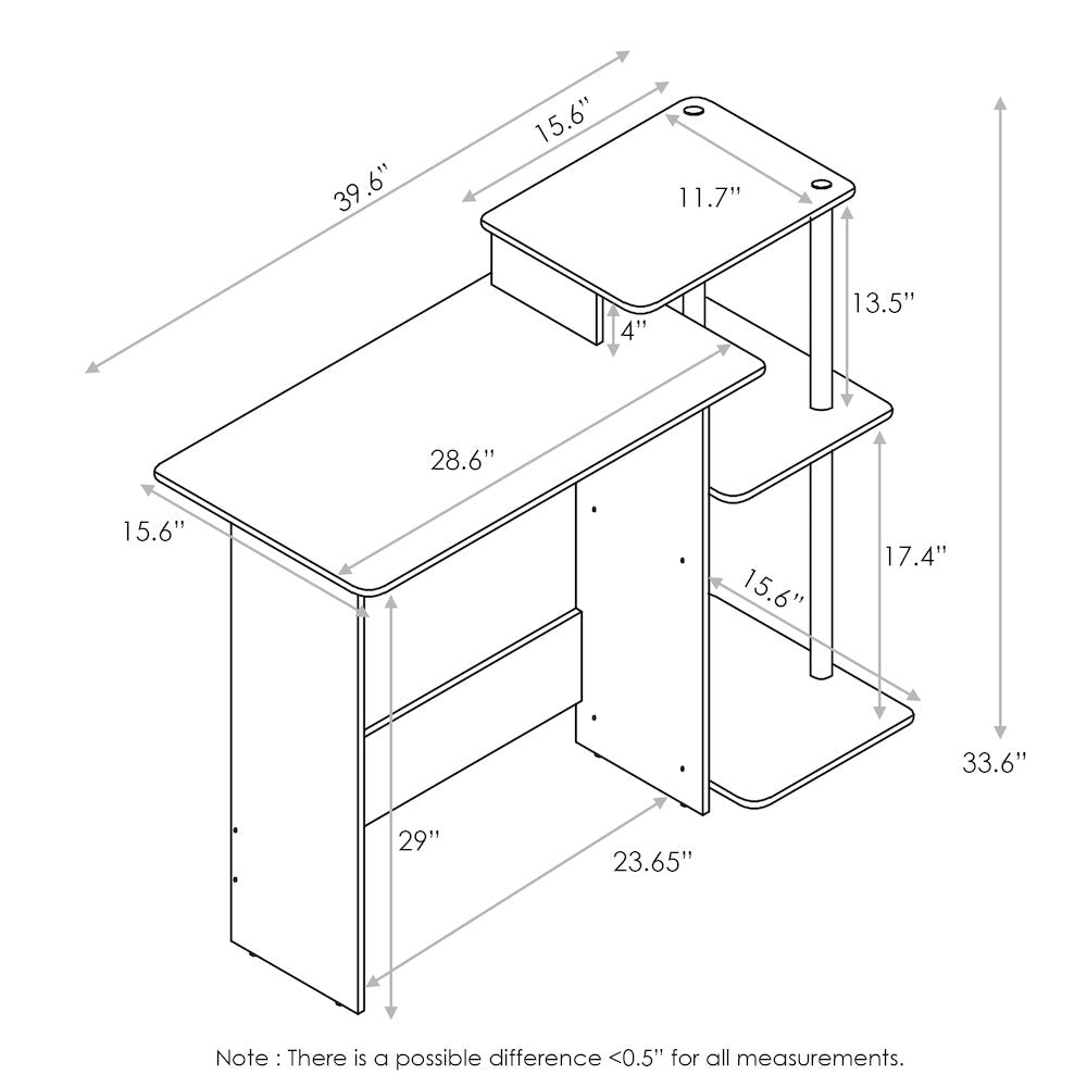 Efficient Home Laptop Notebook Computer Desk, Americano/Black - Furinno