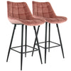 Elama  2 Piece Velvet Tufted Bar Chair in Pink with Metal Legs