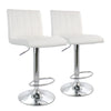 Elama  2 Piece Tufted Faux Leather Adjustable Bar Stool in White with Chromed Base