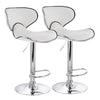 Elama  2 Piece Faux Leather Adjustable Bar Stool in White with Chrome Base
