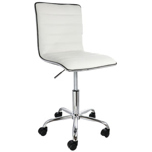 Elama  Faux Leather Adjustable Rolling Office Chair in White