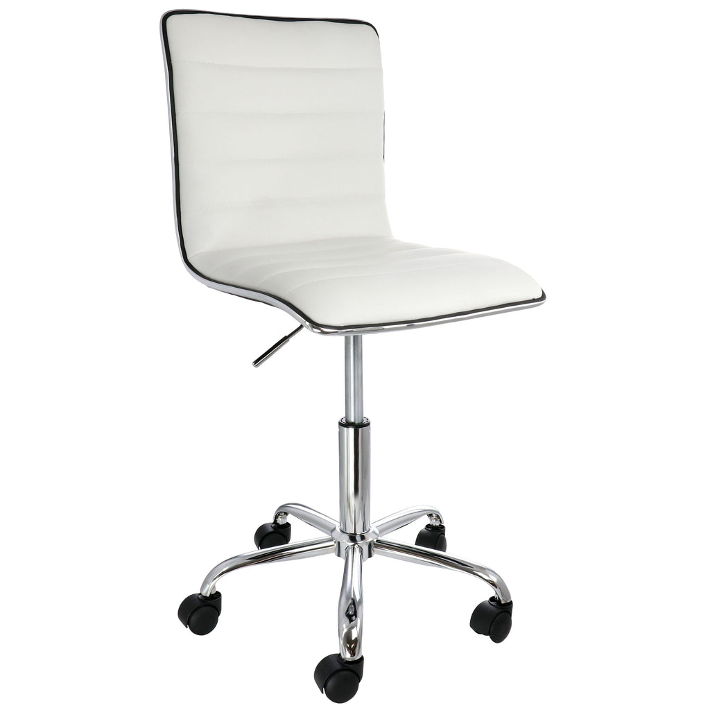 Elama  Faux Leather Adjustable Rolling Office Chair in White