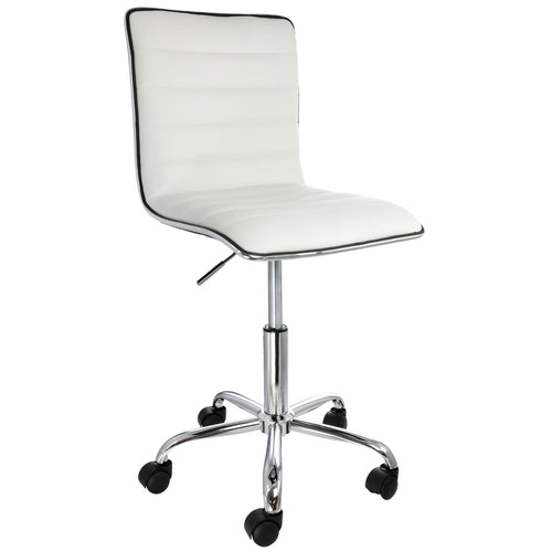 Elama  Faux Leather Adjustable Rolling Office Chair in White