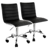 Elama  2 Piece Adjustable Faux Leather Rolling Office Chair in Black with Chrome Finish