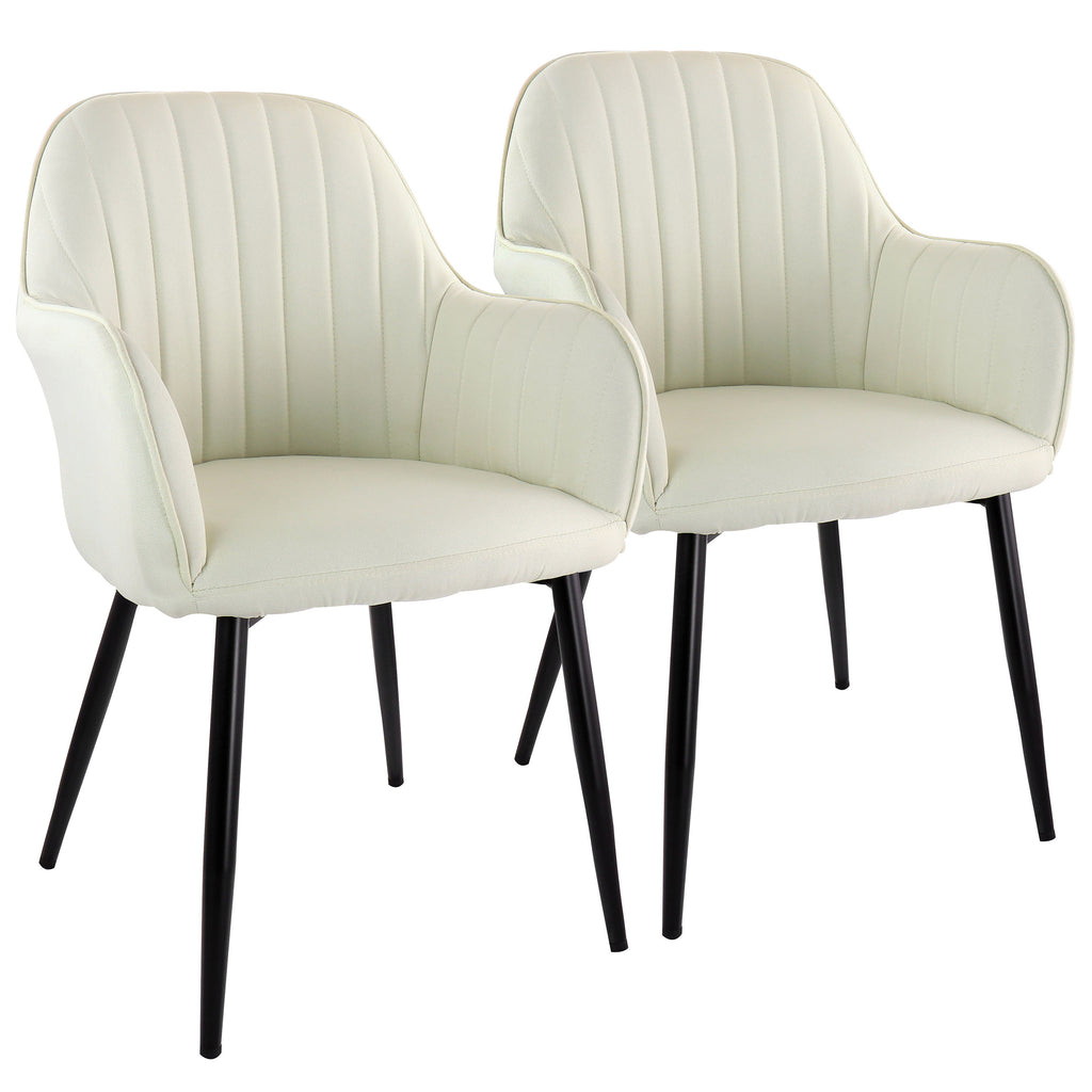 Elama  2 Piece Fabric Accent Chair in Beige with Black Metal Legs