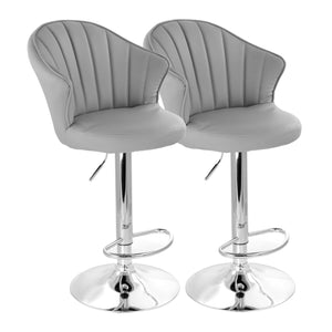 Elama  2 Piece Shell Back Faux Leather Adjustable Bar Stool in Dark Gray with Chrome Base
