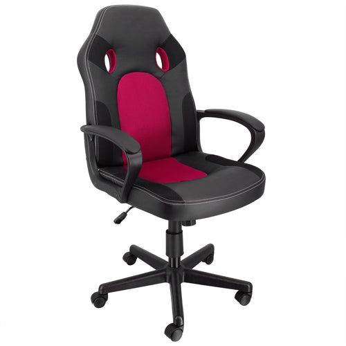 Elama  High Back Adjustable Faux Leather and Mesh Office Chair in Black and Burgundy