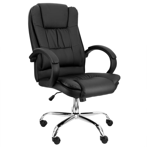 Elama  High Back Adjustable Faux Leather Office Chair in Black