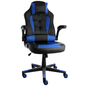 Elama  High Back Adjustable Faux Leather Gaming Chair in Black and Blue