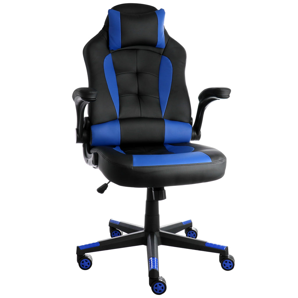 Elama  High Back Adjustable Faux Leather Gaming Chair in Black and Blue