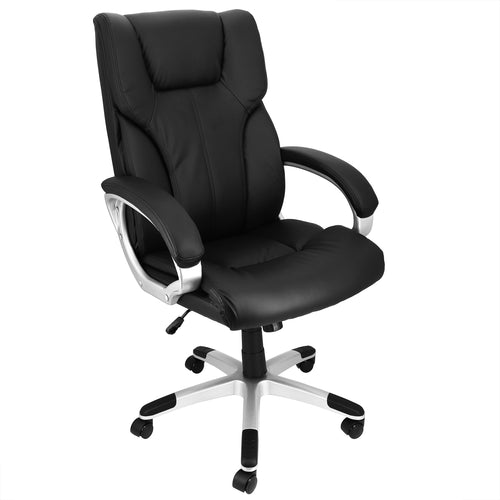 Elama  High Back Adjustable Faux Leather Office Chair in Black with Silver Base