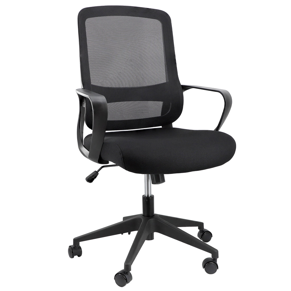 Elama  Mid Back Adjustable Mesh and Fabric Office Chair in Black