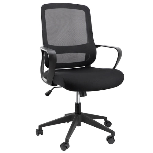 Elama  Mid Back Adjustable Mesh and Fabric Office Chair in Black
