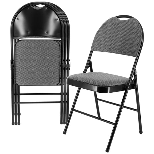Elama  4 Piece Metal Folding Chair with Padded Seats and Top Handle in Gray