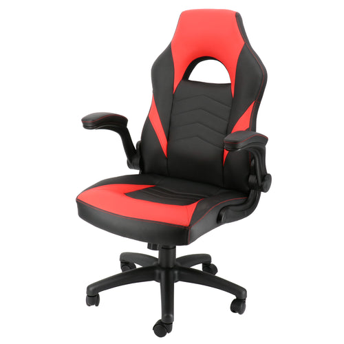 Elama  High Back Adjustable Faux Leather Office Chair in Black and Red
