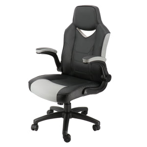 Elama  High Back Adjustable Faux Leather Office Chair in Black and Gray
