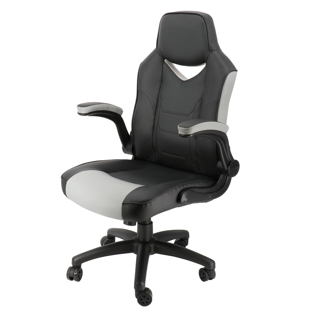 Elama  High Back Adjustable Faux Leather Office Chair in Black and Gray