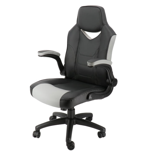 Elama  High Back Adjustable Faux Leather Office Chair in Black and Gray