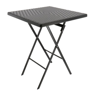 Elama  Plastic Rattan Folding Square Table in Black