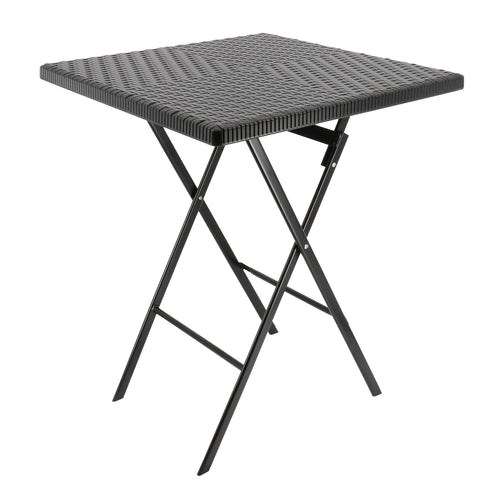 Elama  Plastic Rattan Folding Square Table in Black