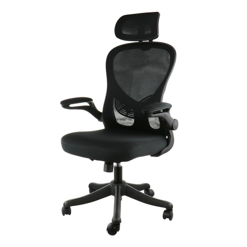 Elama  High Back Adjustable Mesh and Fabric Office Chair in Black and Gray with Adjustable Head Rest