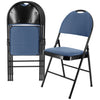 Elama  4 Piece Metal Folding Chair with Padded Seats in Dark Blue