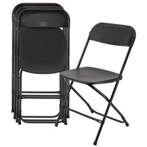 Elama  4 Piece Plastic Folding Chair in Black