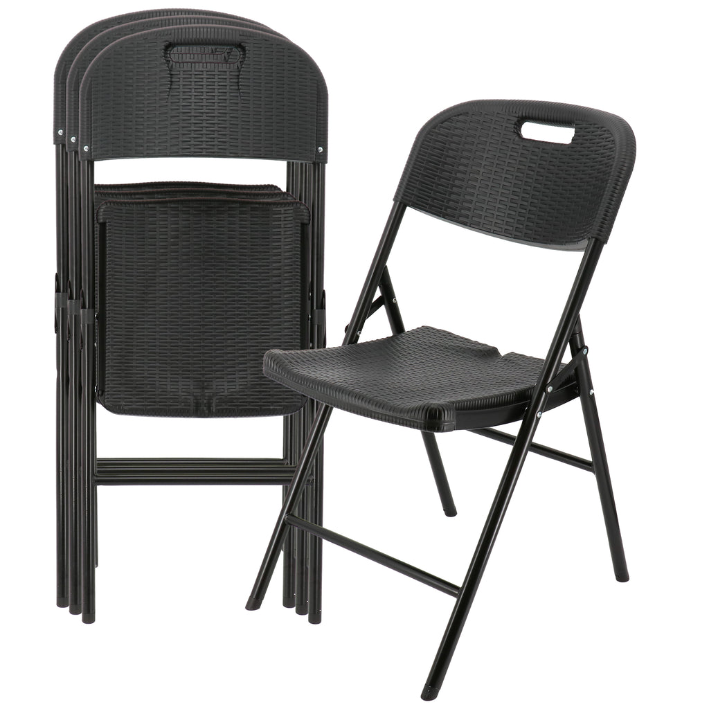 Elama  4 Piece Indoor and Outdoor Rattan Folding Chair